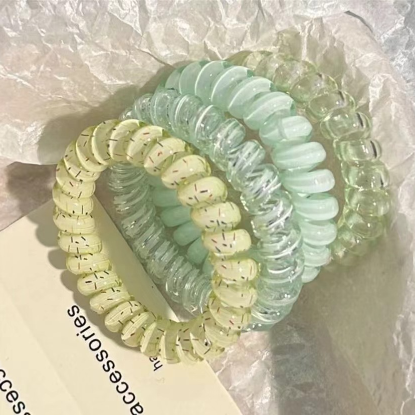 韩式少女~高品质葡萄椰椰波点电话线夏天清新百搭日常发绳耐用