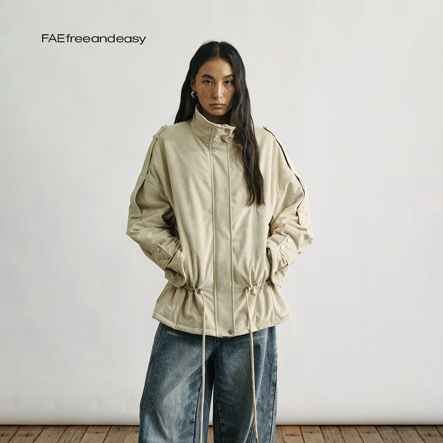 FAEfreeandeasy "无为心境 抽绳立领麂皮绒夹棉外套" N517008