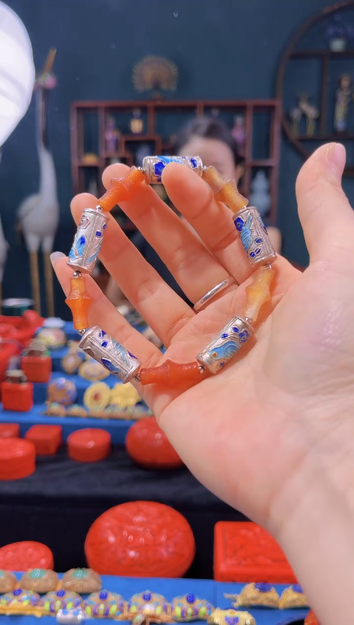 【闪购商品】非遗技艺 景泰蓝银蓝手串