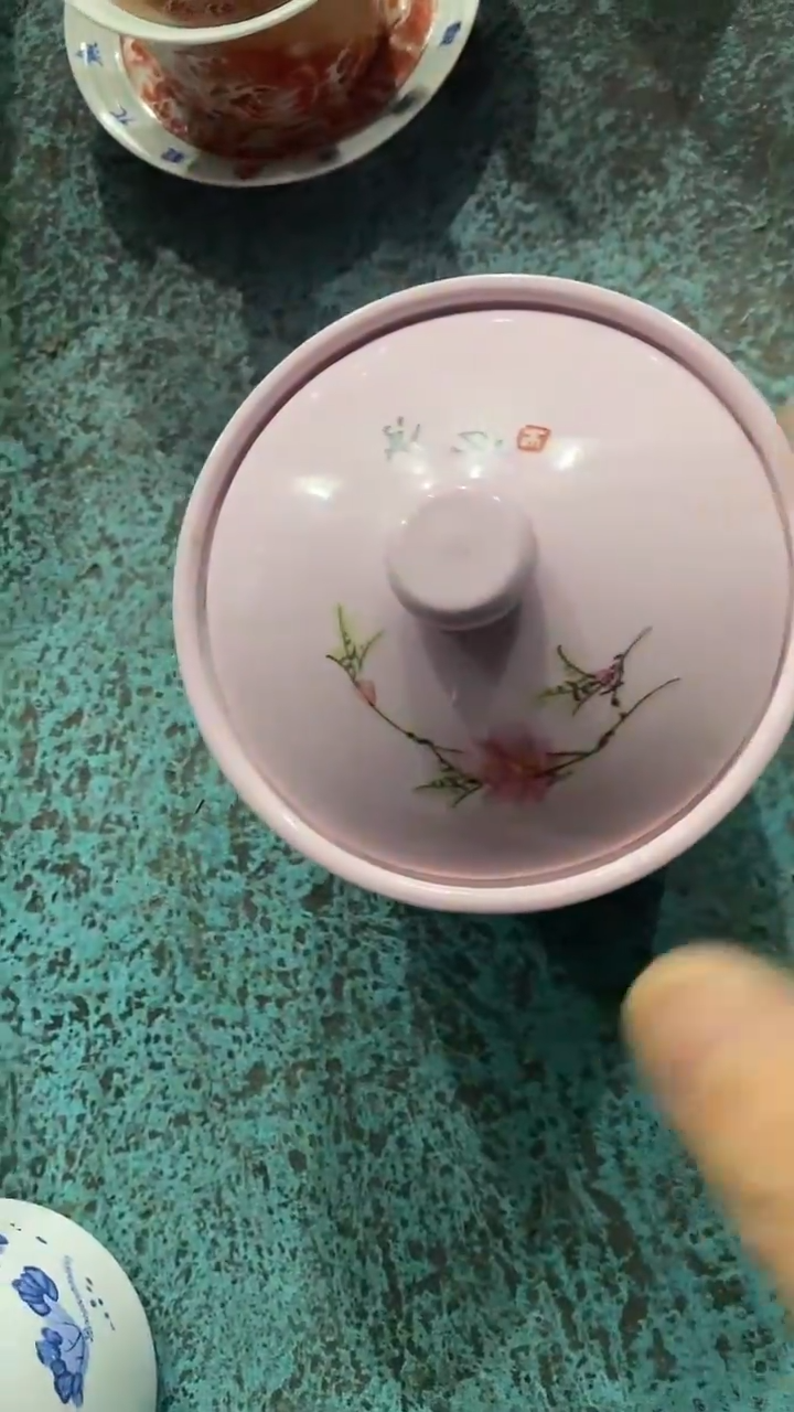 摆件陶红稀土水点桃花猪油罐