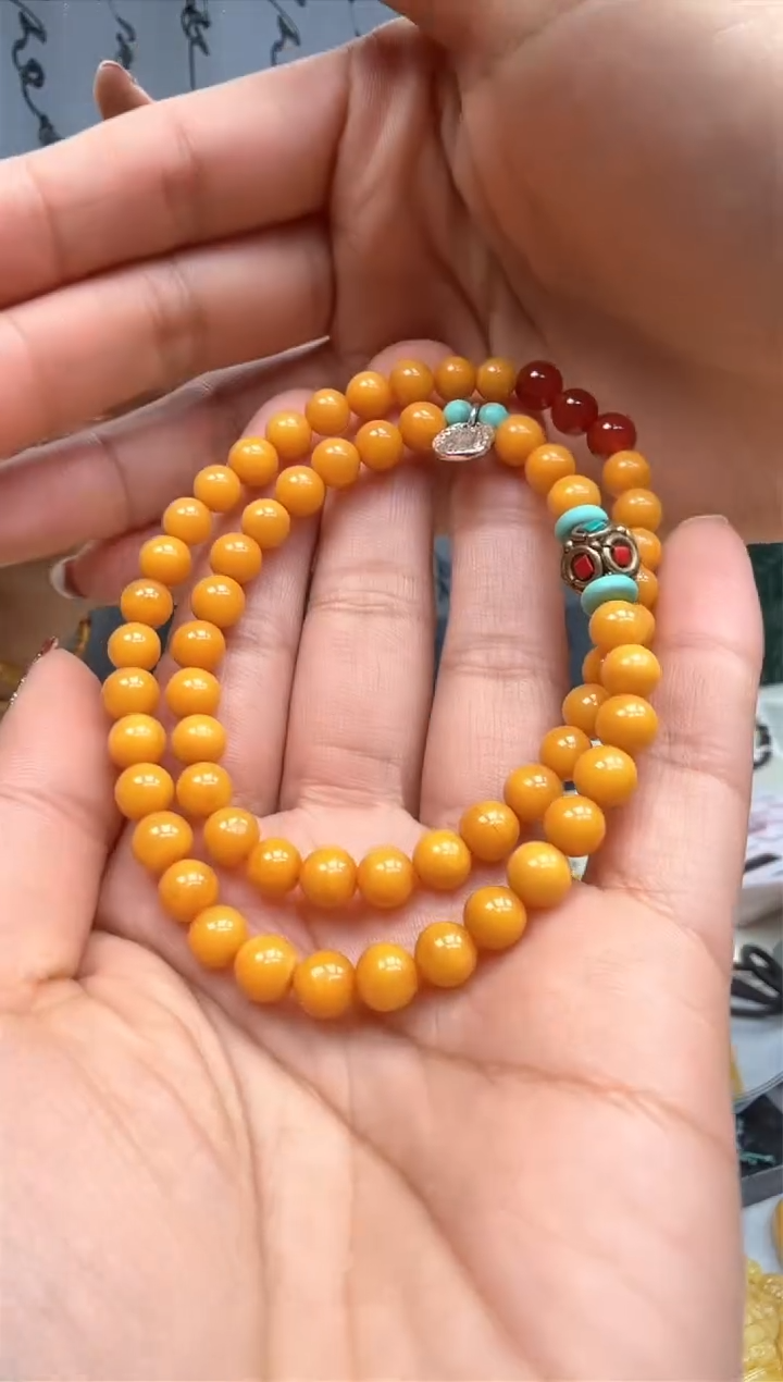 【闪购商品】琥珀裸石未镶嵌双圈手链 