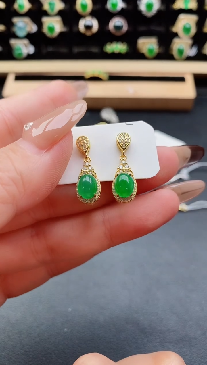 银S925镶嵌戒指翡翠1