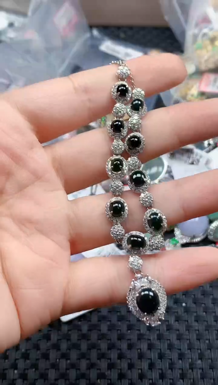 银S925镶嵌戒指翡翠天然A货缅甸翡翠