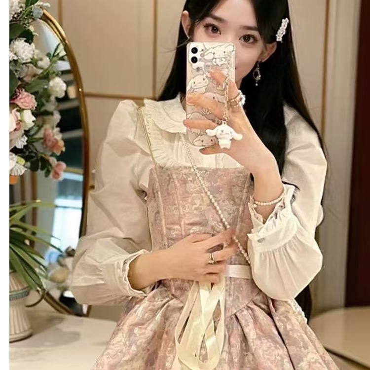 新年战袍短裙套装女秋冬吊带裙小个子穿搭一整套公主蓬蓬裙连衣裙