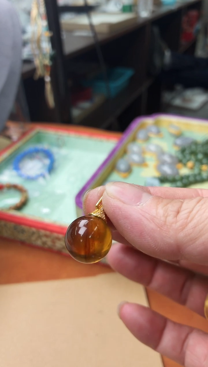 琥珀吊坠(不含链)银S925镶嵌C14