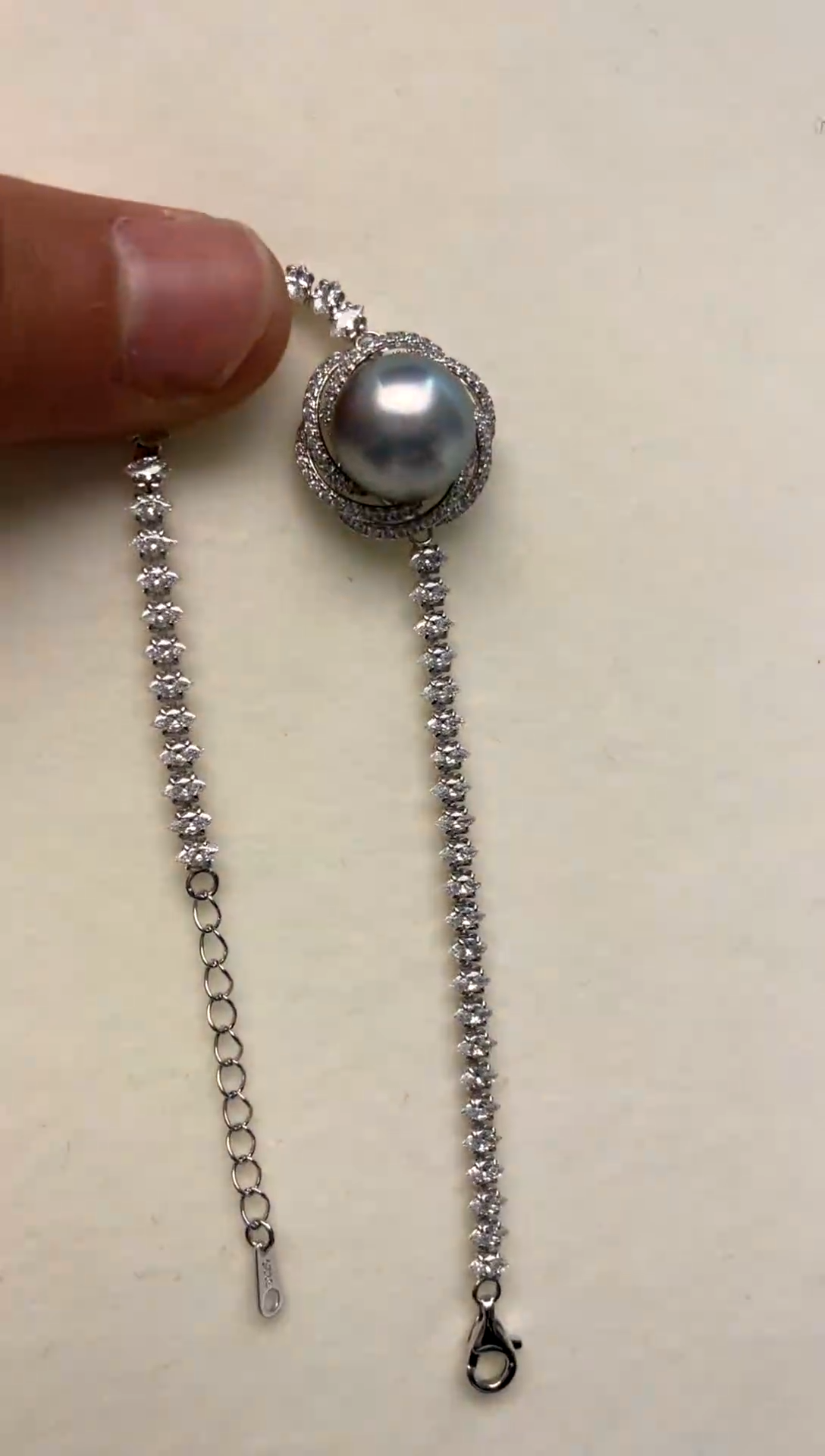 银S925镶嵌手绳海水珍珠12-13