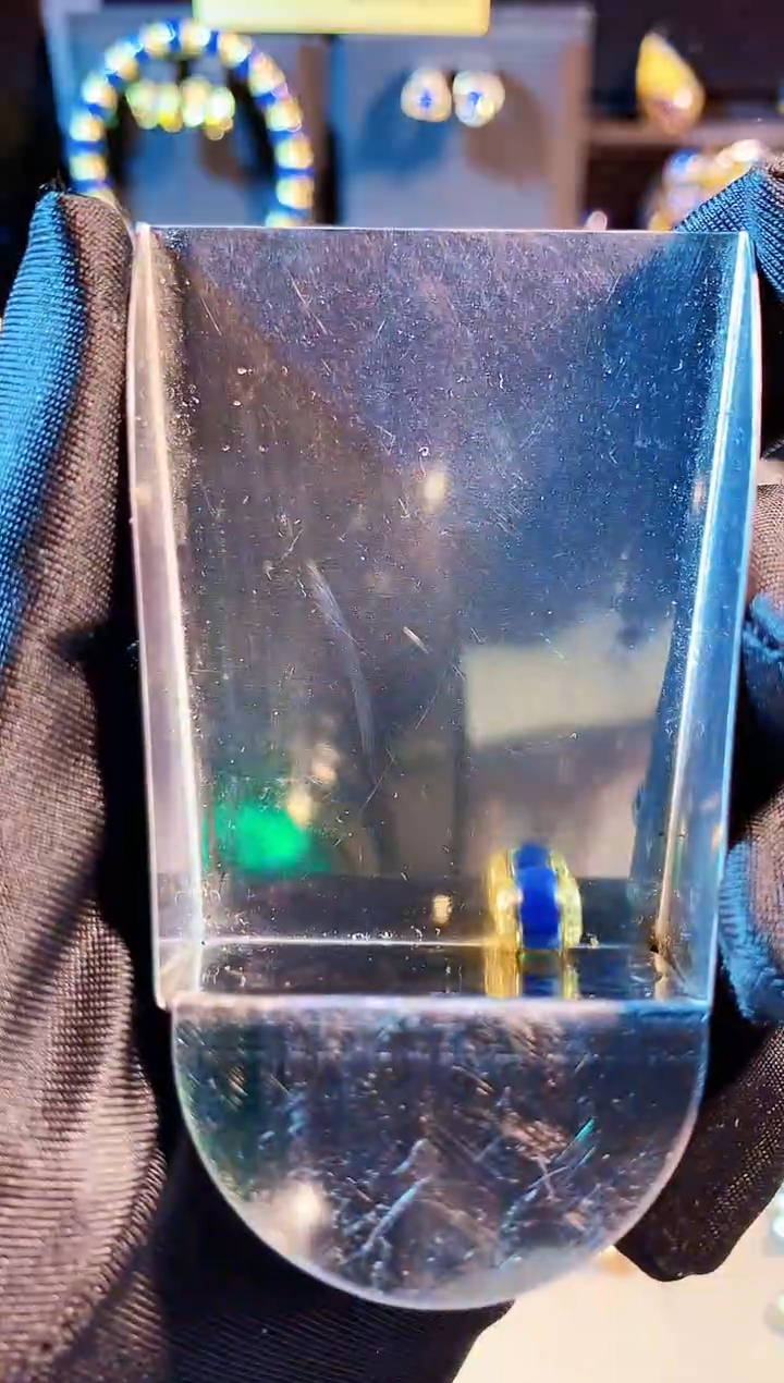 蓝珀银S925镀金镶嵌珠宝奇石多米7mm文玩单颗