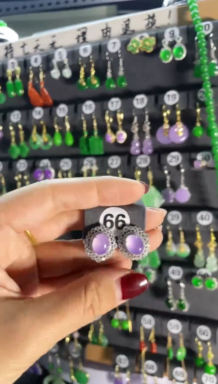 【闪购商品】翡翠耳饰银S925镶嵌66...