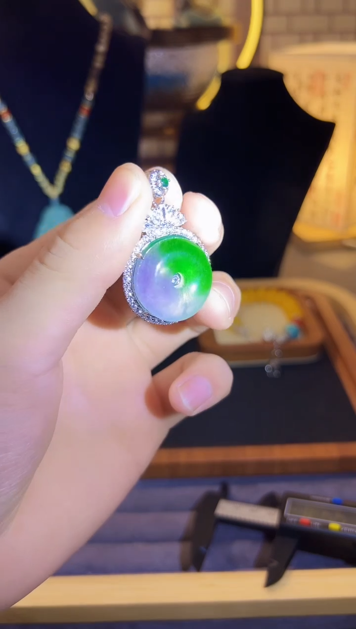 翡翠银S925镶嵌吊坠(不含链)D135           