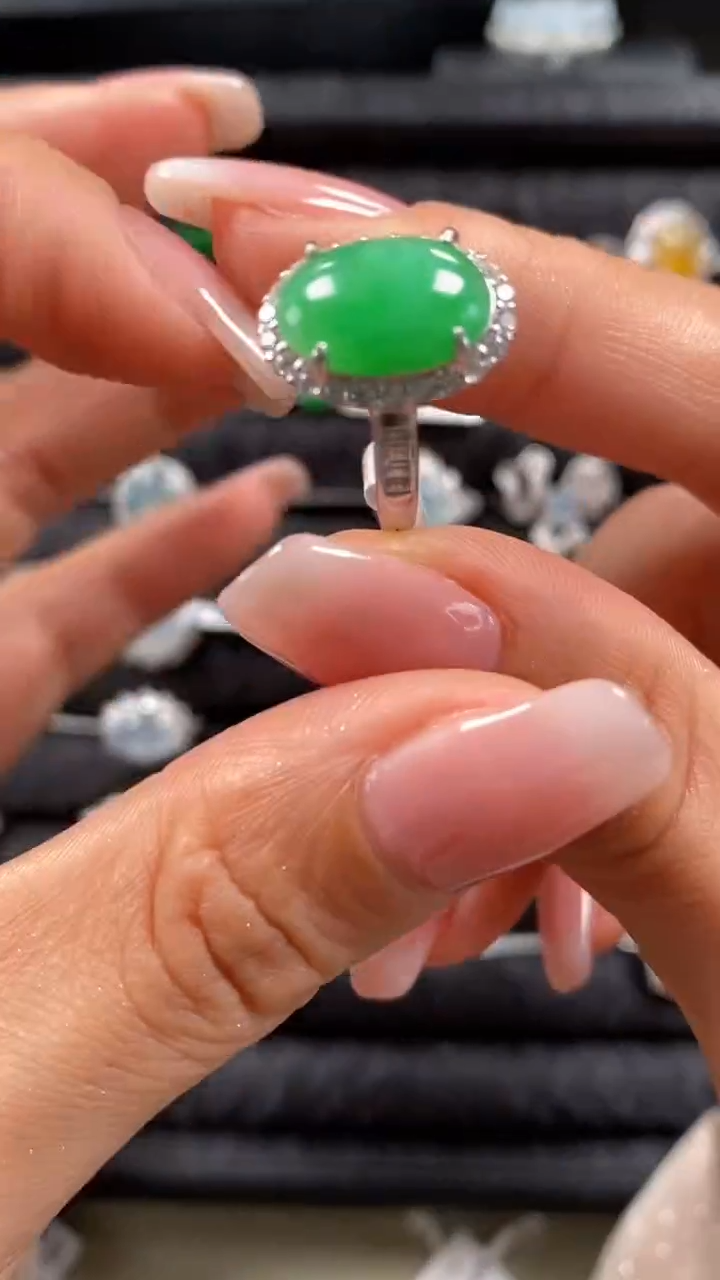 【闪购商品】翡翠戒指银S925镶嵌8363