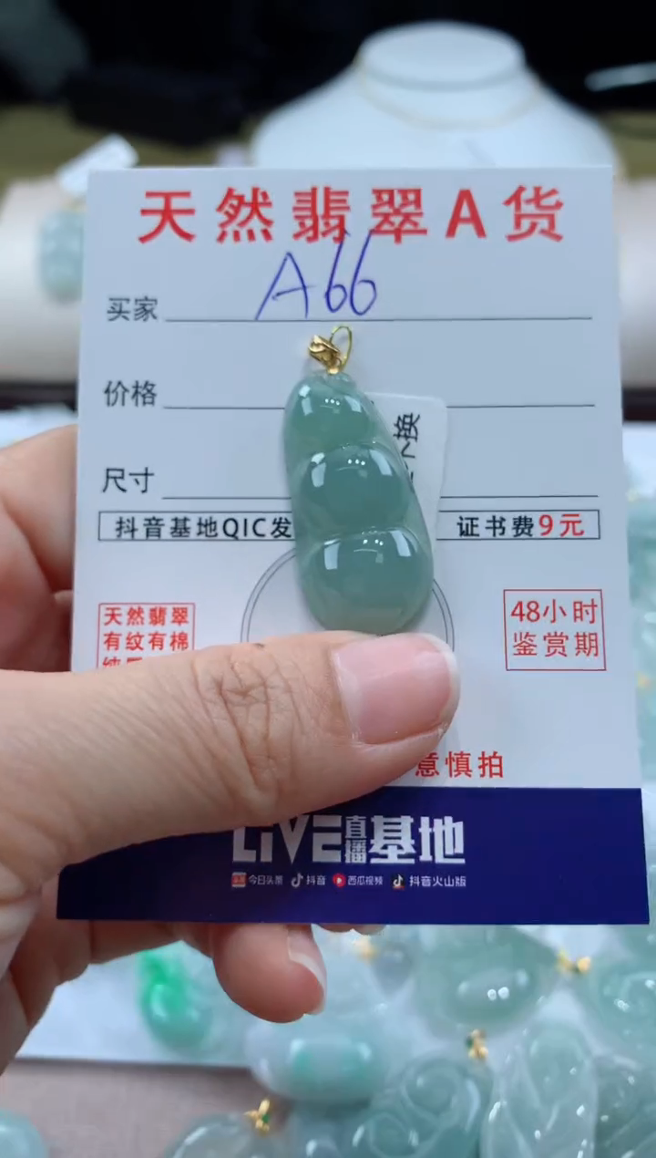 【闪购商品】翡翠颈饰18K金镶嵌天然A货翡翠挂件