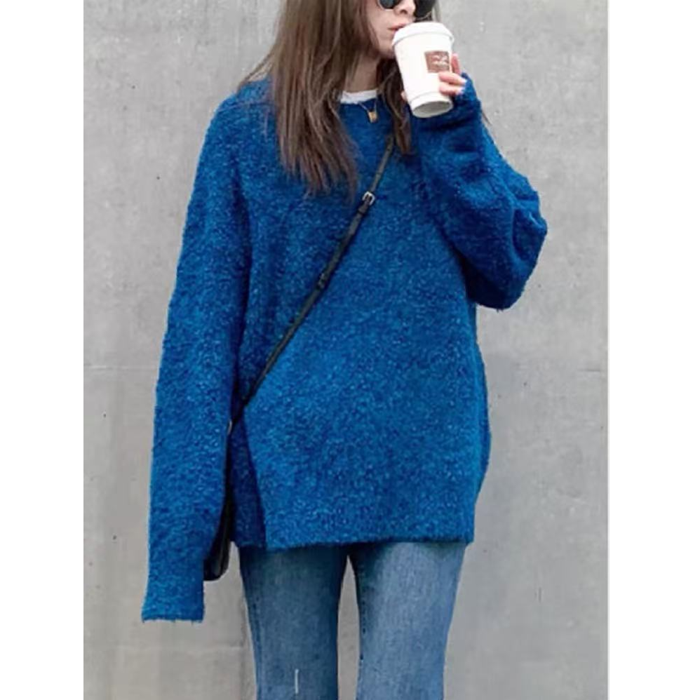 超好看！情侣款暖感双面半边绒毛衣软糯休闲针织上衣22849(D8后)