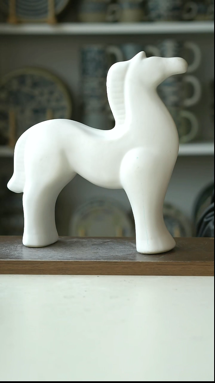 陶马上都有陶瓷摆件20cm@4-2@微瑕