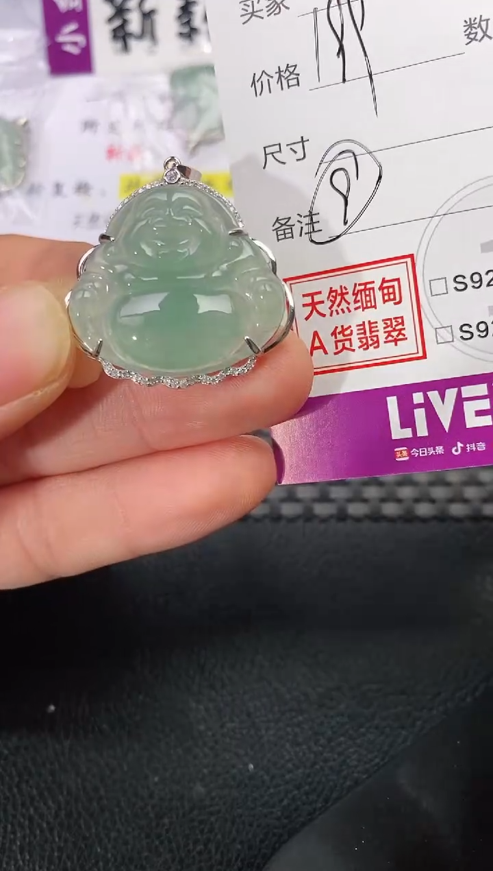 颈饰银S925镶嵌翡翠胜*199