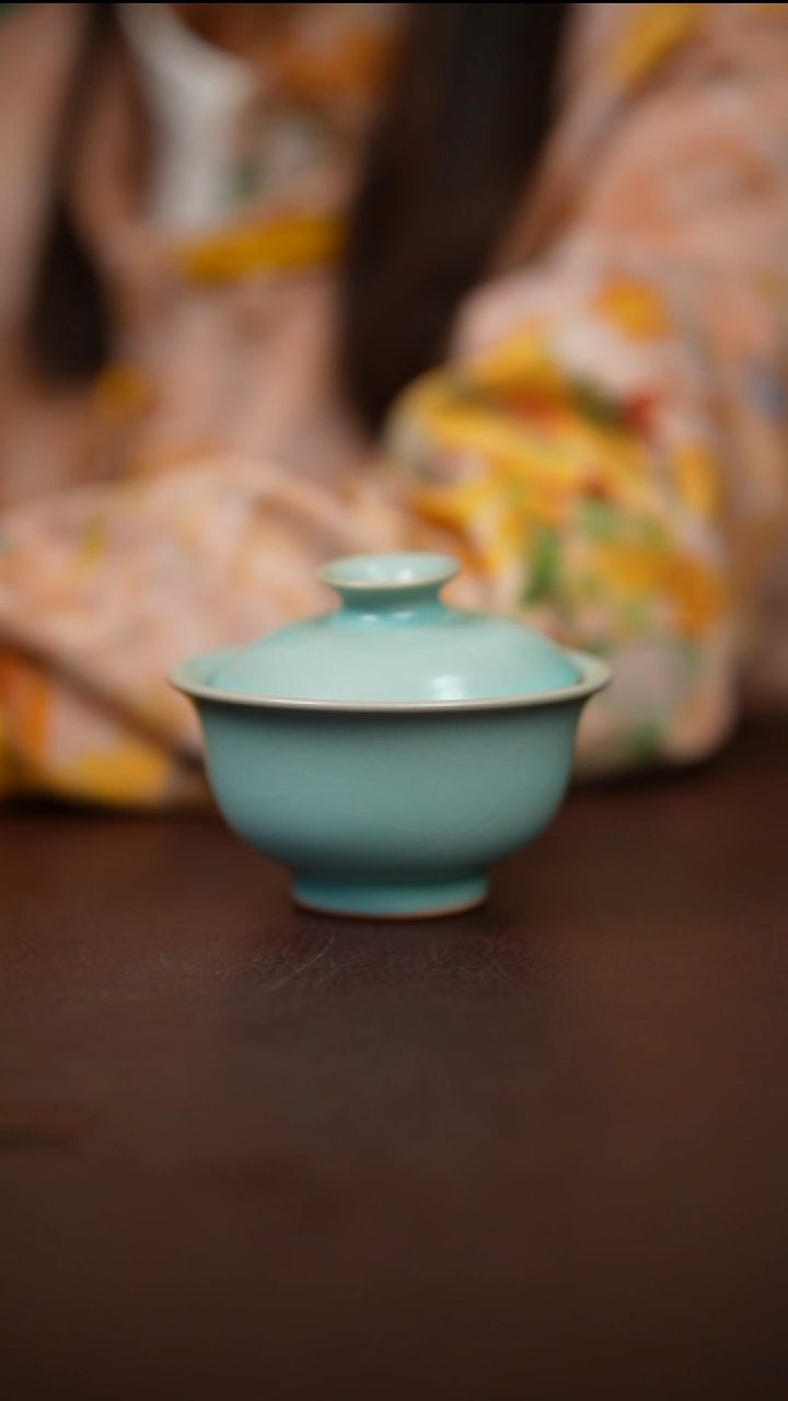 仿古二才压手盖碗不完美 简装