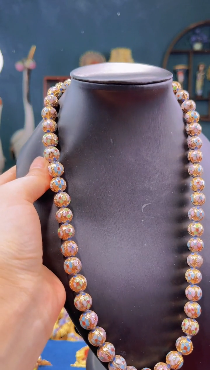 【闪购商品】非遗绝技 景泰蓝金地瓜棱项链 蓝