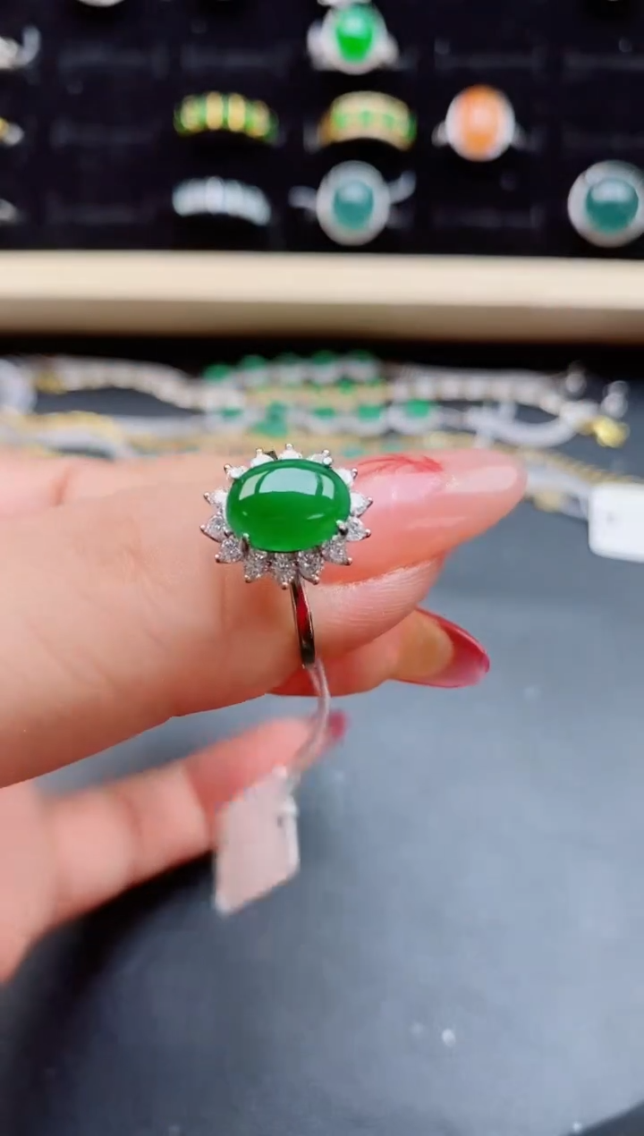 【闪购商品】翡翠戒指银S925镶嵌1321