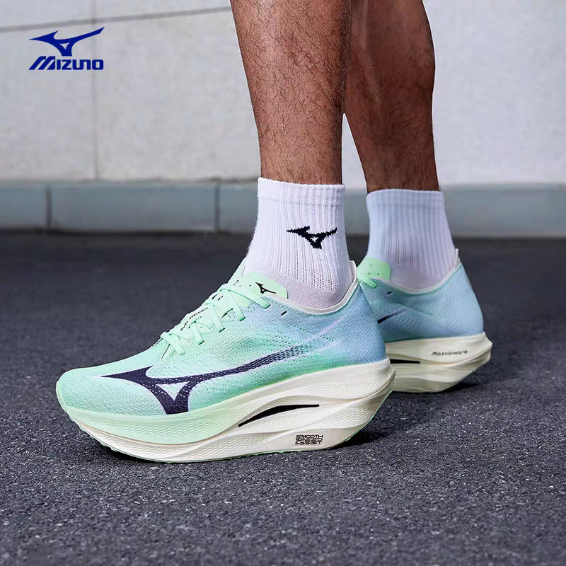 Mizuno美津浓碳纤维波浪板缓震回弹跑步鞋WAVE REBELLION PRO 3