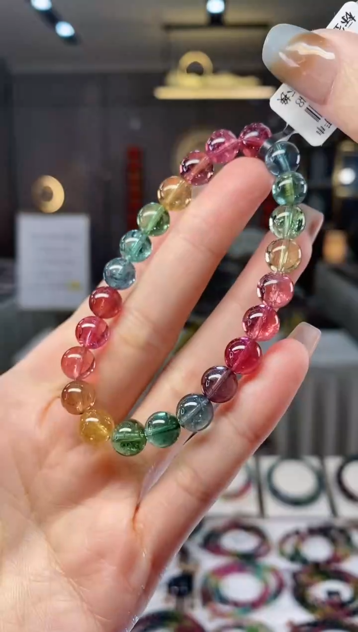 【闪购商品】碧玺收藏级单圈手串8mm+未镶嵌一物一证dan