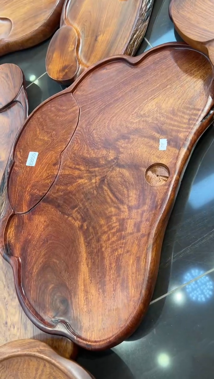 【闪购商品】大果紫檀（缅甸花梨）茶盘8855