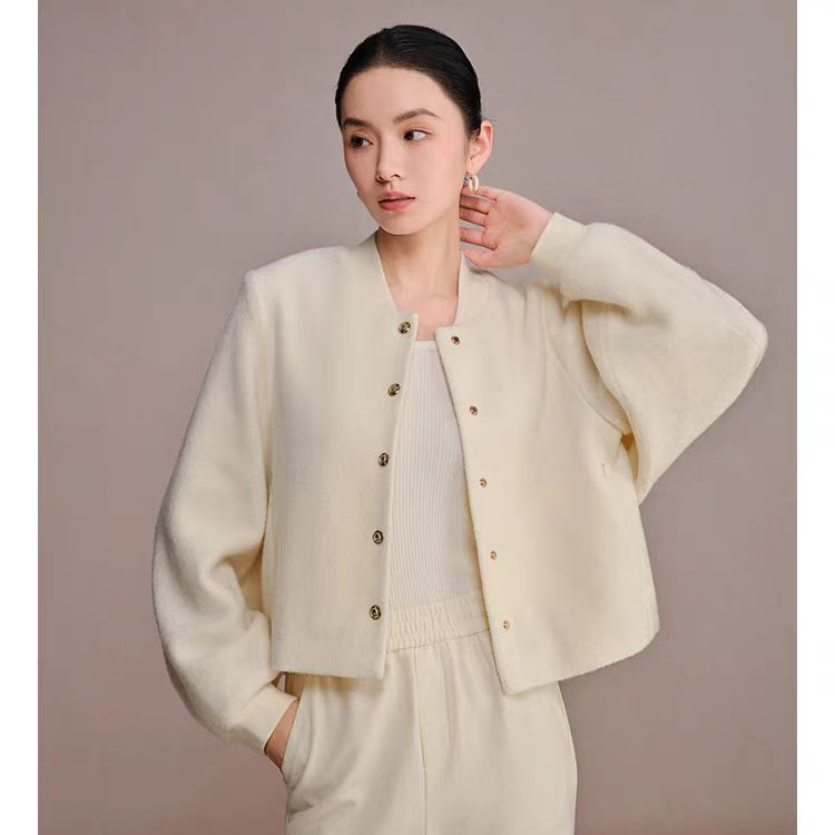 6402【商场同款】曼德诗全羊毛简约短外套云朵绒上衣