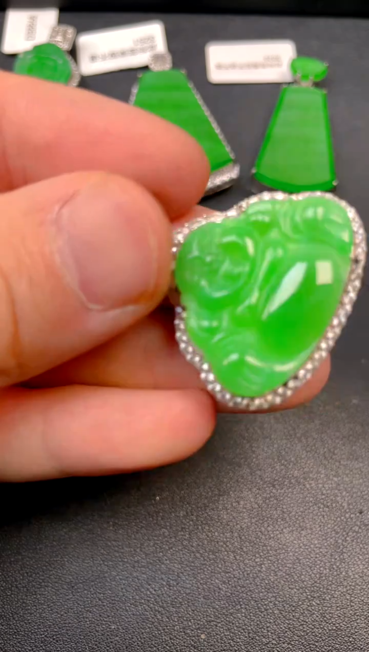 银S925镶嵌挂件翡翠吊坠