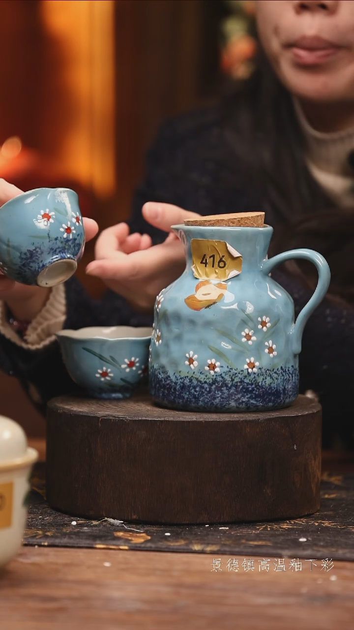 陶瓷景德镇高温釉下手绘陶瓷@L416@