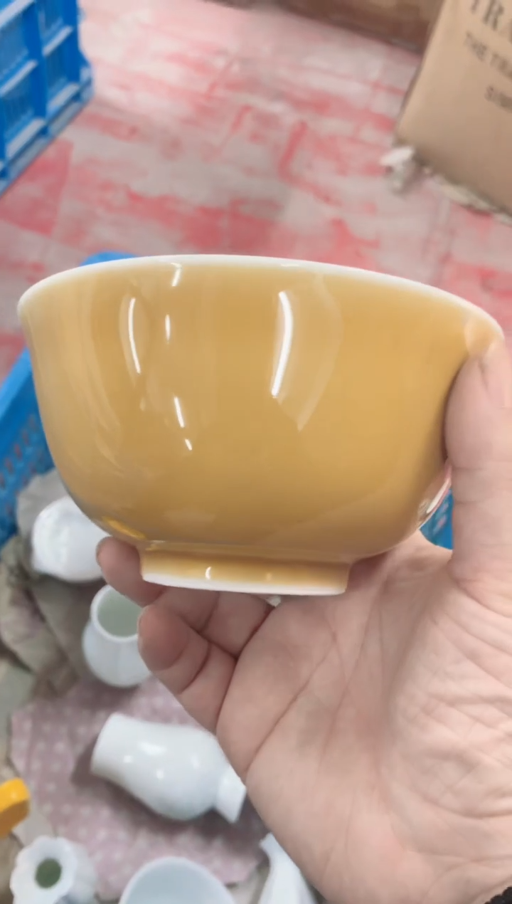 【闪购商品】景德镇湖田窑高温黄微瑕米饭碗