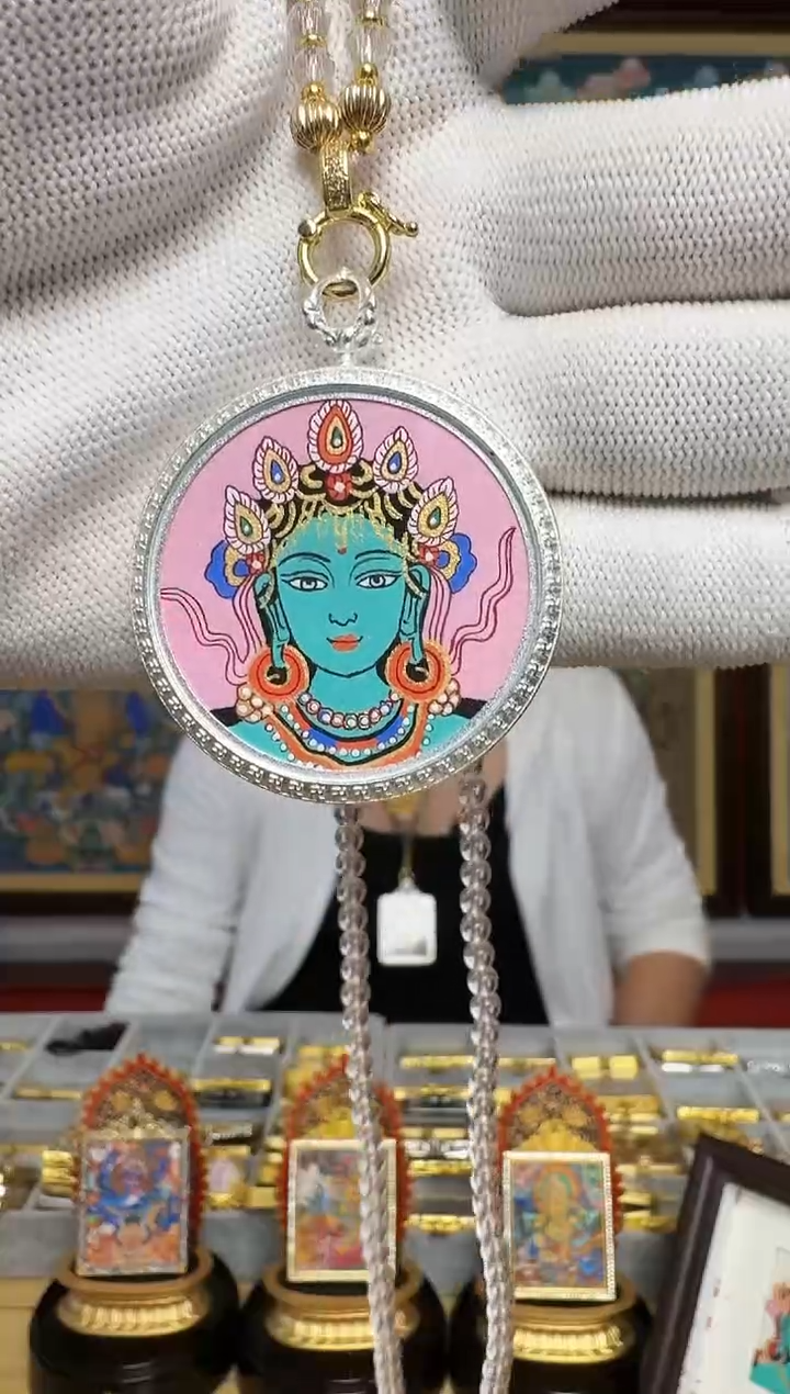 吊坠绿妈妈-热贡纯手绘周毛