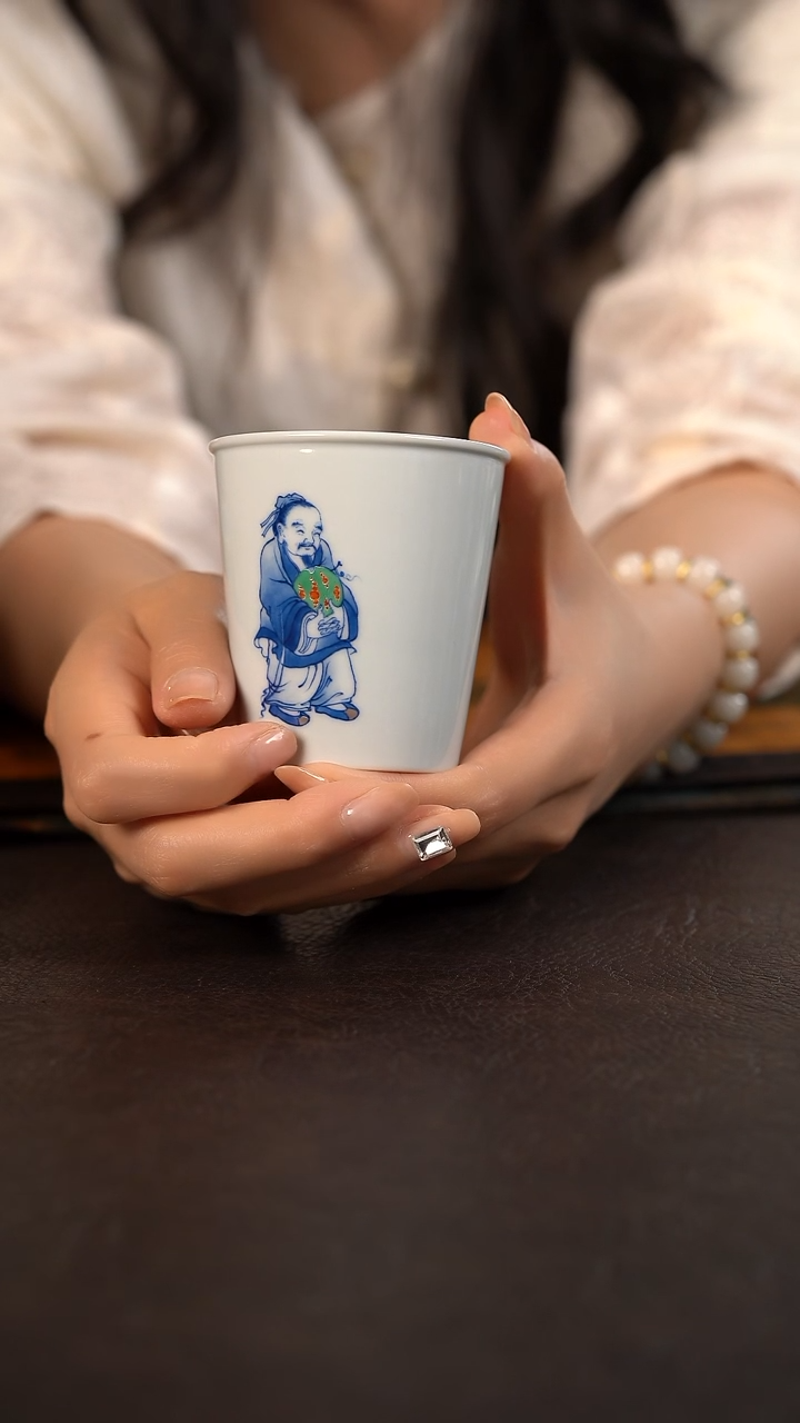 杯聚澜堂斗彩老者抱西瓜可乐杯