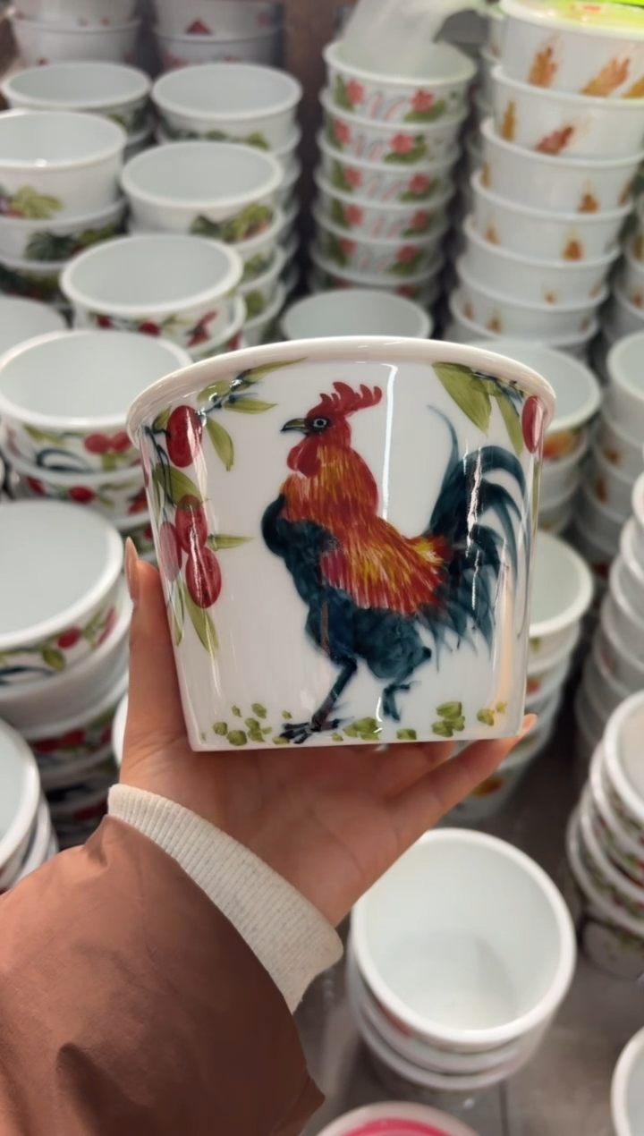 瓷片景德镇高温陶瓷食品级手绘釉中彩-泡面桶