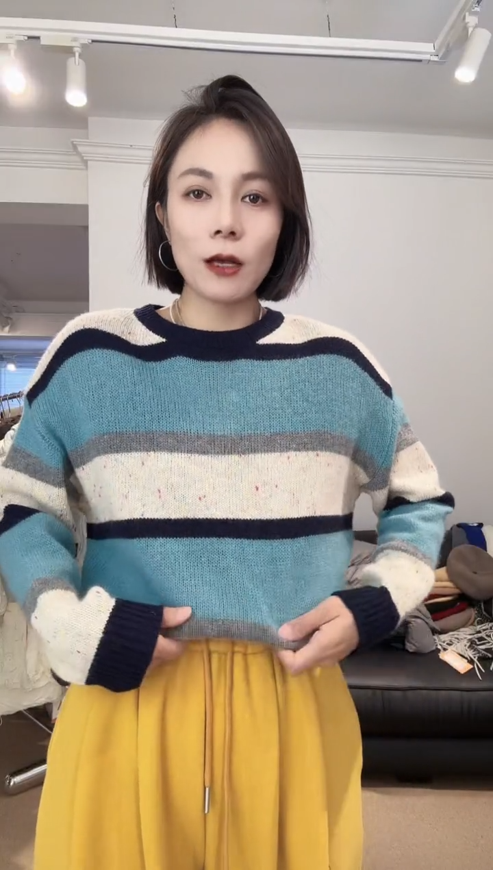 卓约姿色毛衫3157条纹蓝白79