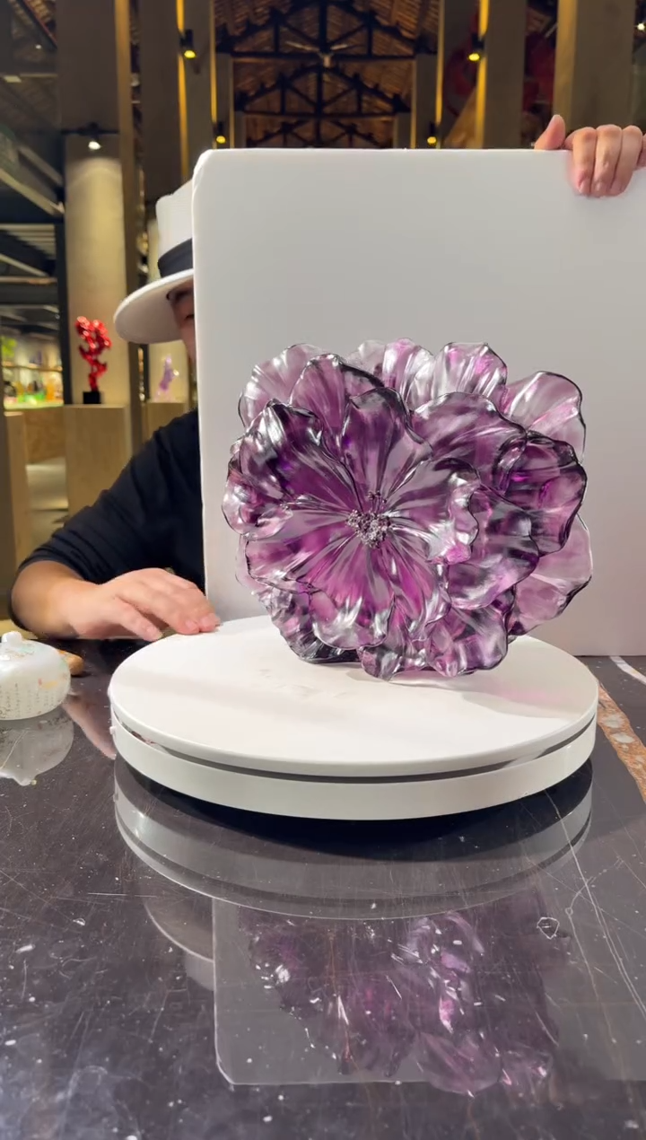 摆件0601094-3紫罗兰山茶花艺术琉璃花器