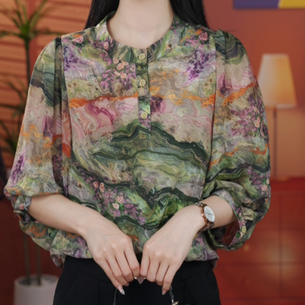 X2593【出口原单】优雅时尚气质显瘦衬衫-香菜