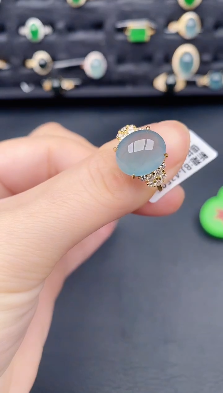 银S925镶嵌戒指翡翠天然a货翡翠512