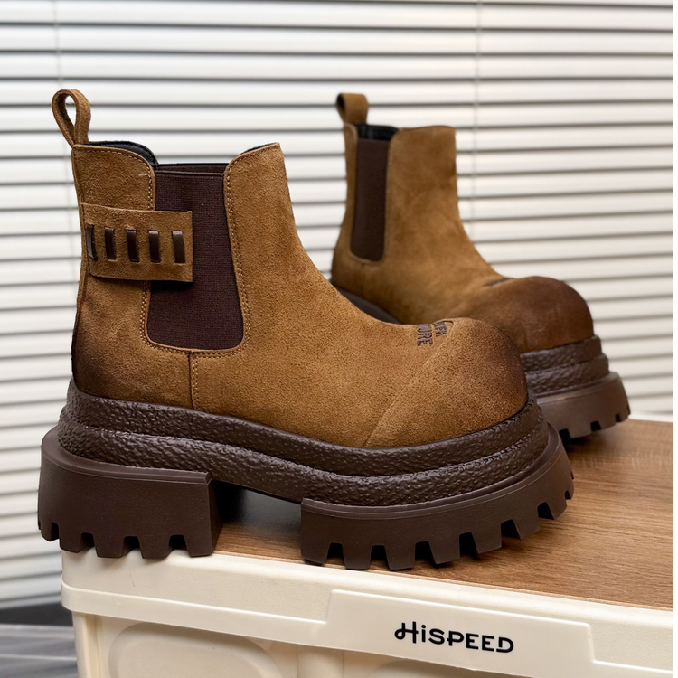 【加绒/大棉】增高7cm真皮厚底加绒短靴子女2025秋冬新款棉短靴保暖