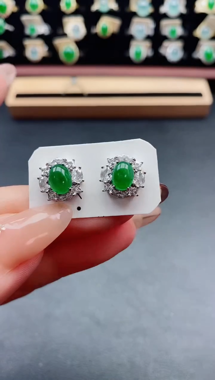 银S925镶嵌戒指翡翠1