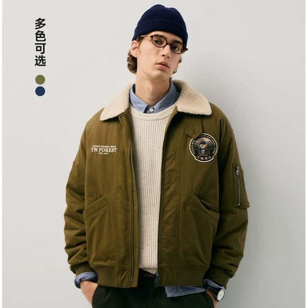 小熊男装棉服2025年新款机车风潮流加厚外套夹克TNJP255104R