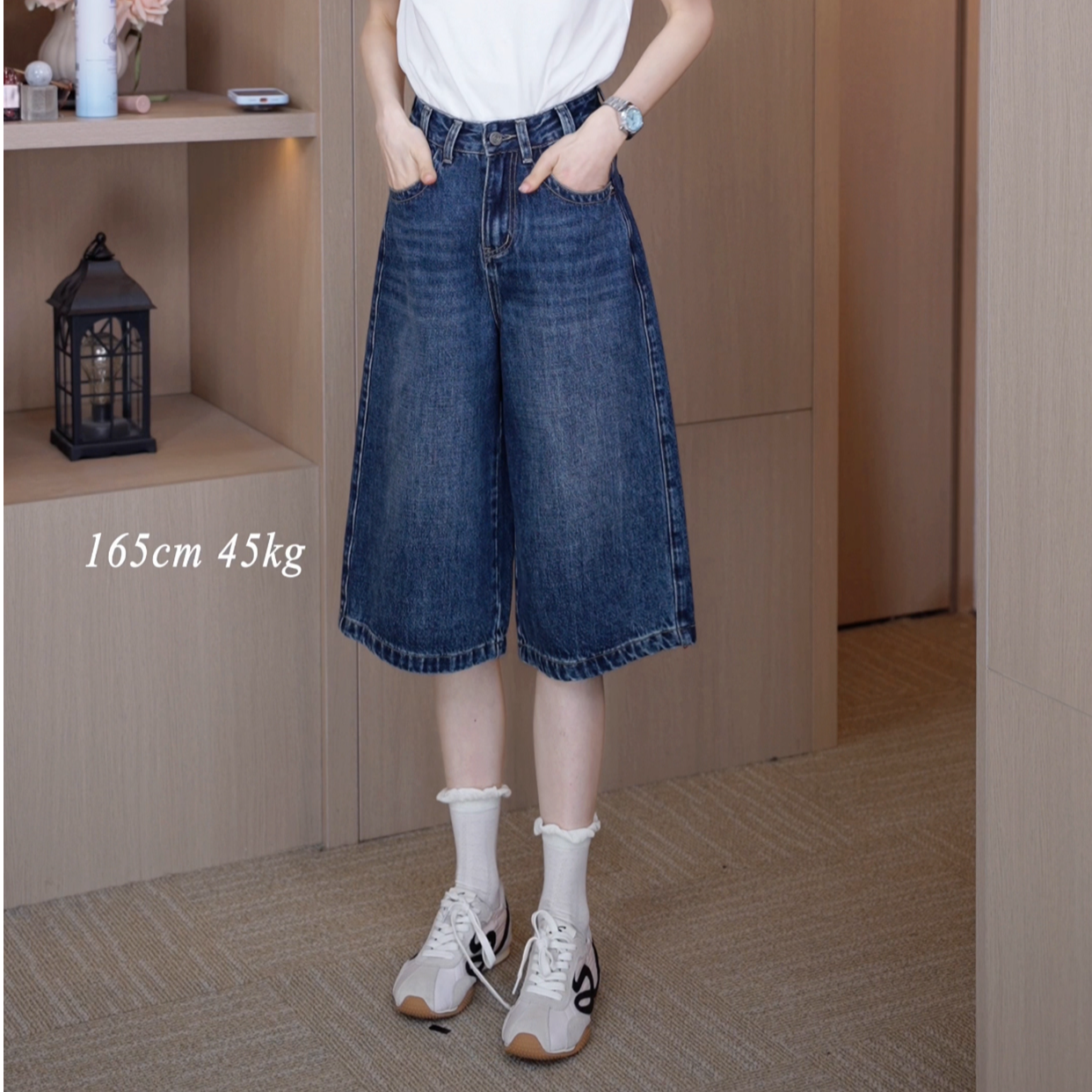 OUDOCKEE 鸥鸥【七分裤】百搭高腰宽松牛仔裤女 NBAAF2150T
