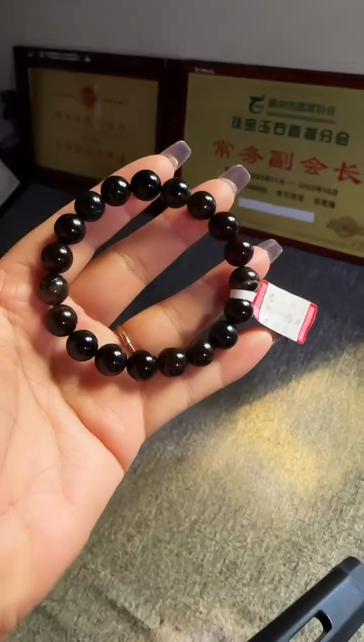 手串琥珀未镶嵌#34缅甸琥珀星际蓝翁珀手串10mm