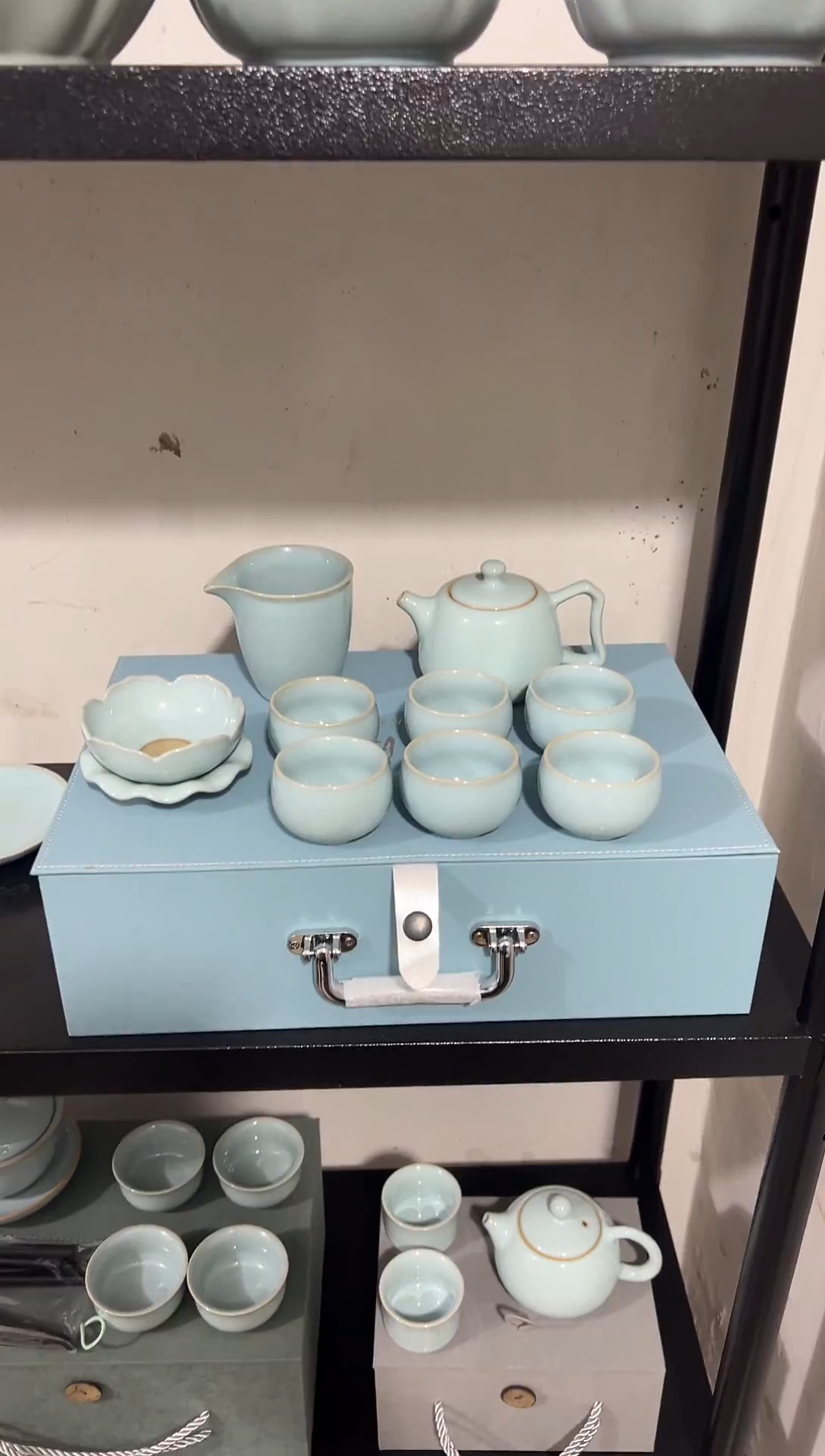 一级品天青原矿釉十件套茶具