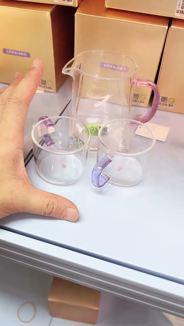 禾器瀚然茶海浅紫色加清禾对杯浅紫色加茶巾