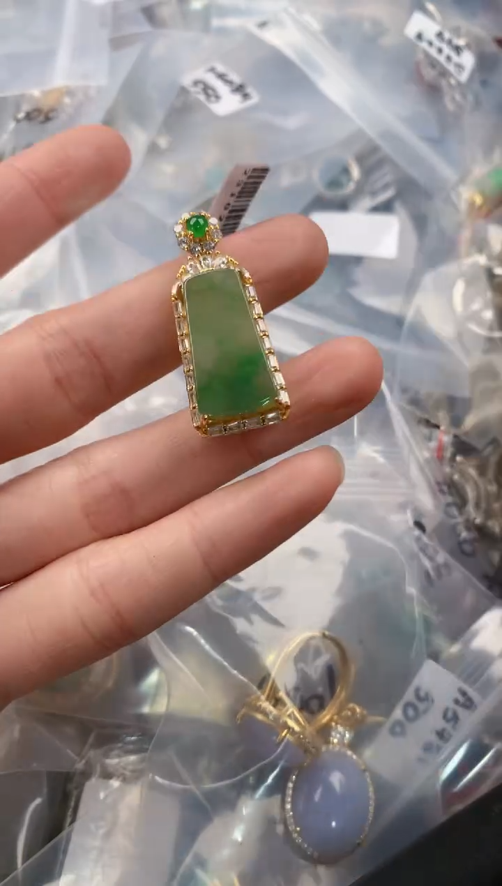 银S925镶嵌戒指翡翠666   10