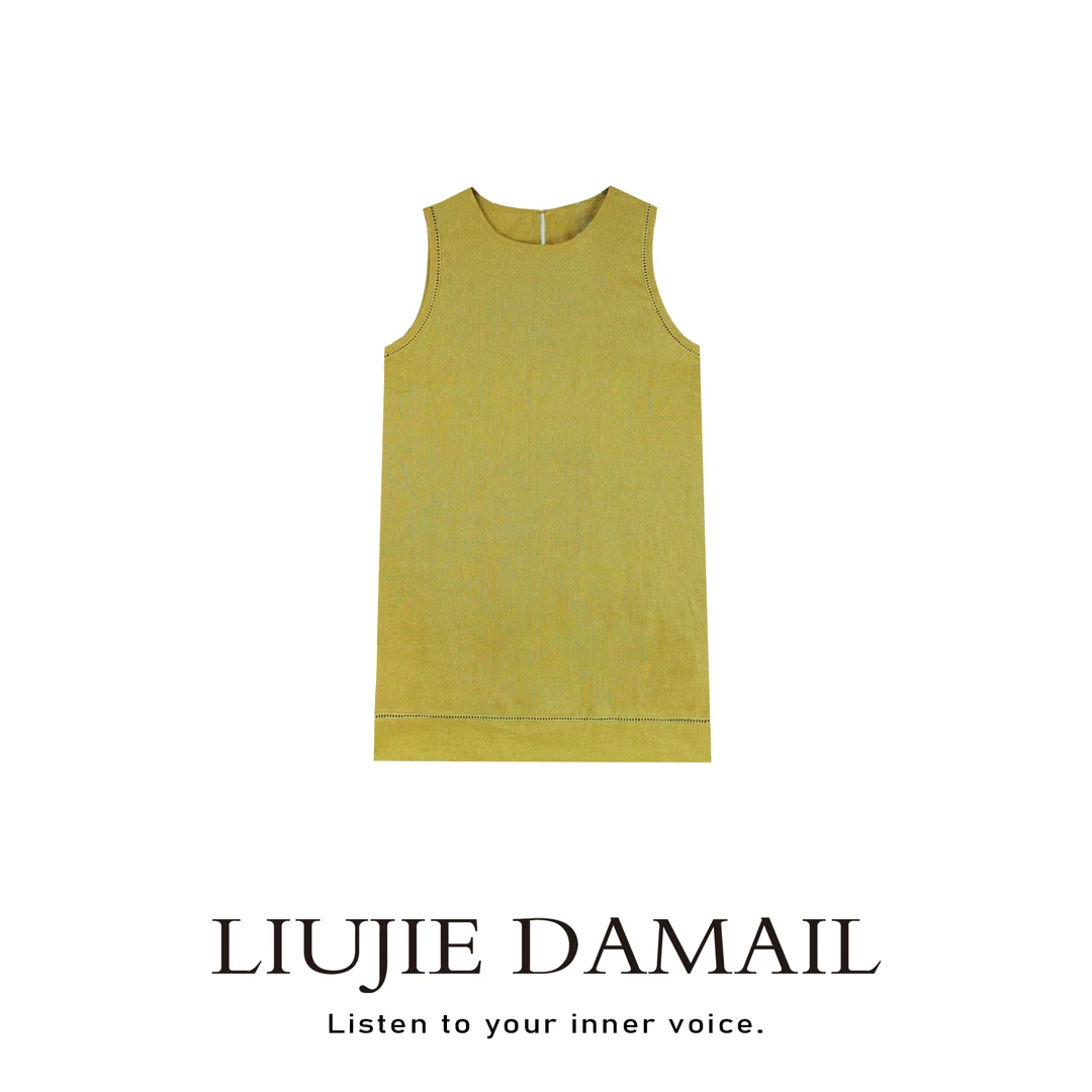 夏日甜芥/liujie/小众设计师新款高定纯色极简显白连衣裙