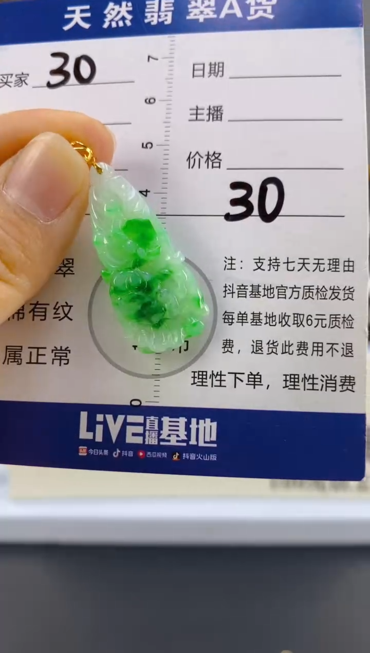 【闪购商品】翡翠颈饰18K金镶嵌天然A货翡翠