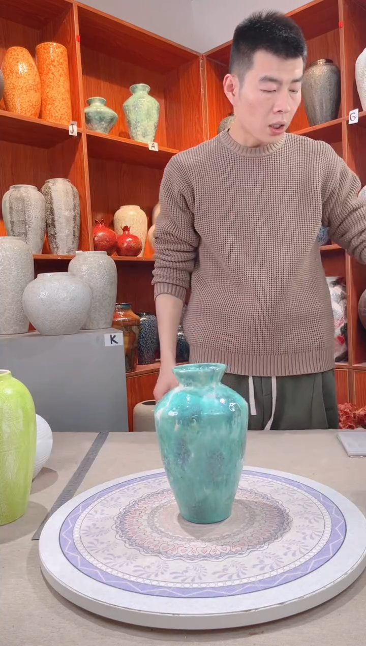 【闪购商品】瓶彩陶三件套中号 陶瓷花瓶无花