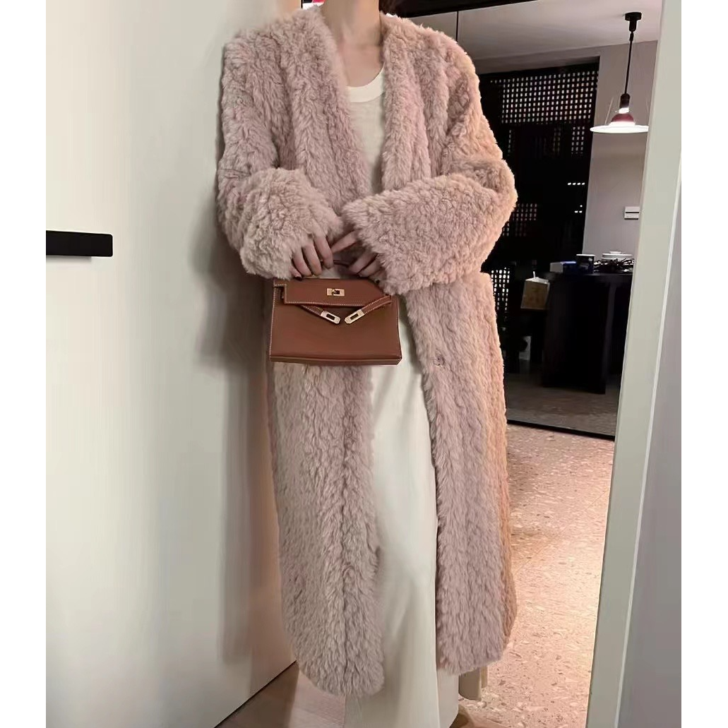 秋冬新款气质加厚保暖休闲百搭宽松毛毛长款外套