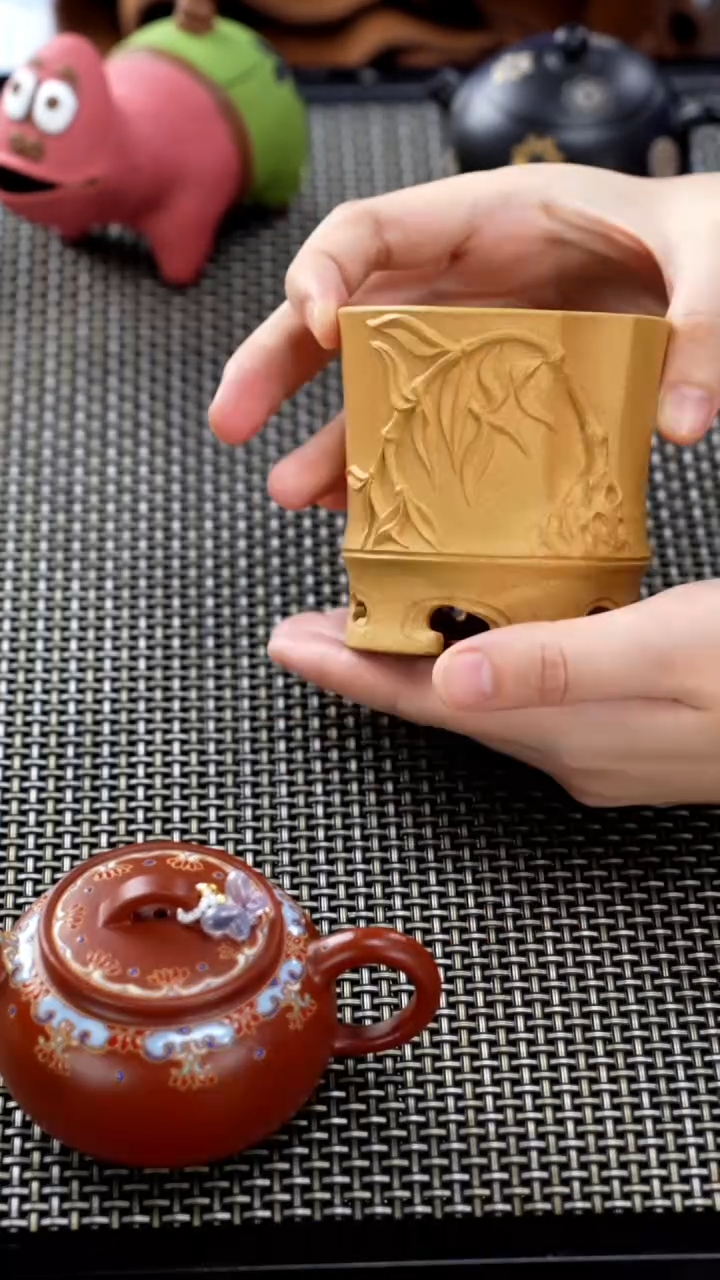 茶壶紫砂超精工黄金段竹筒主人杯160cc