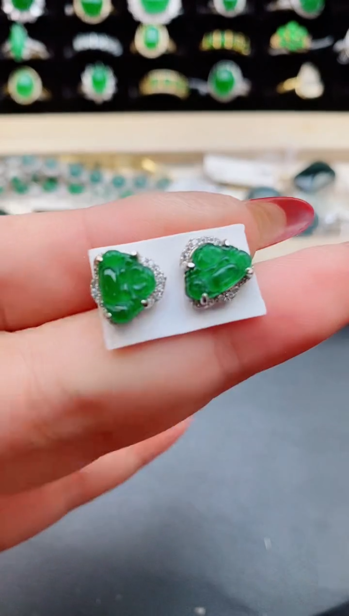 【闪购商品】翡翠耳饰银S925镶嵌232132