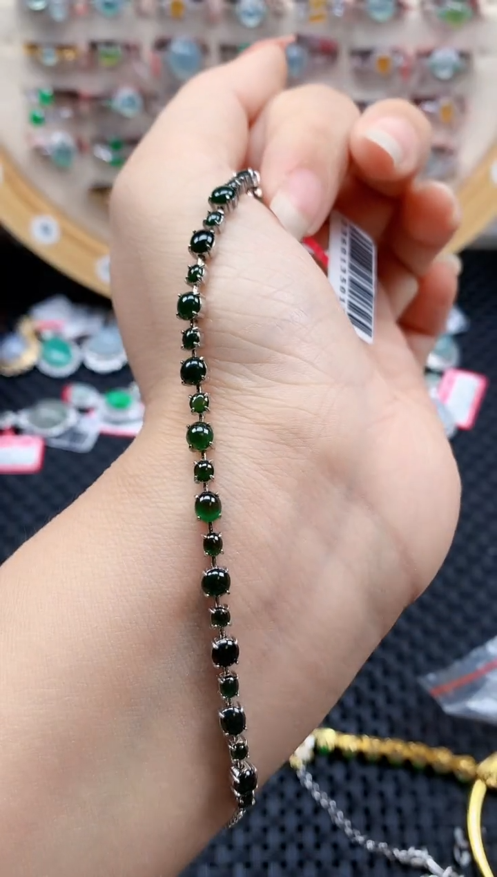 银S925镶嵌戒指翡翠天然A货缅甸翡翠